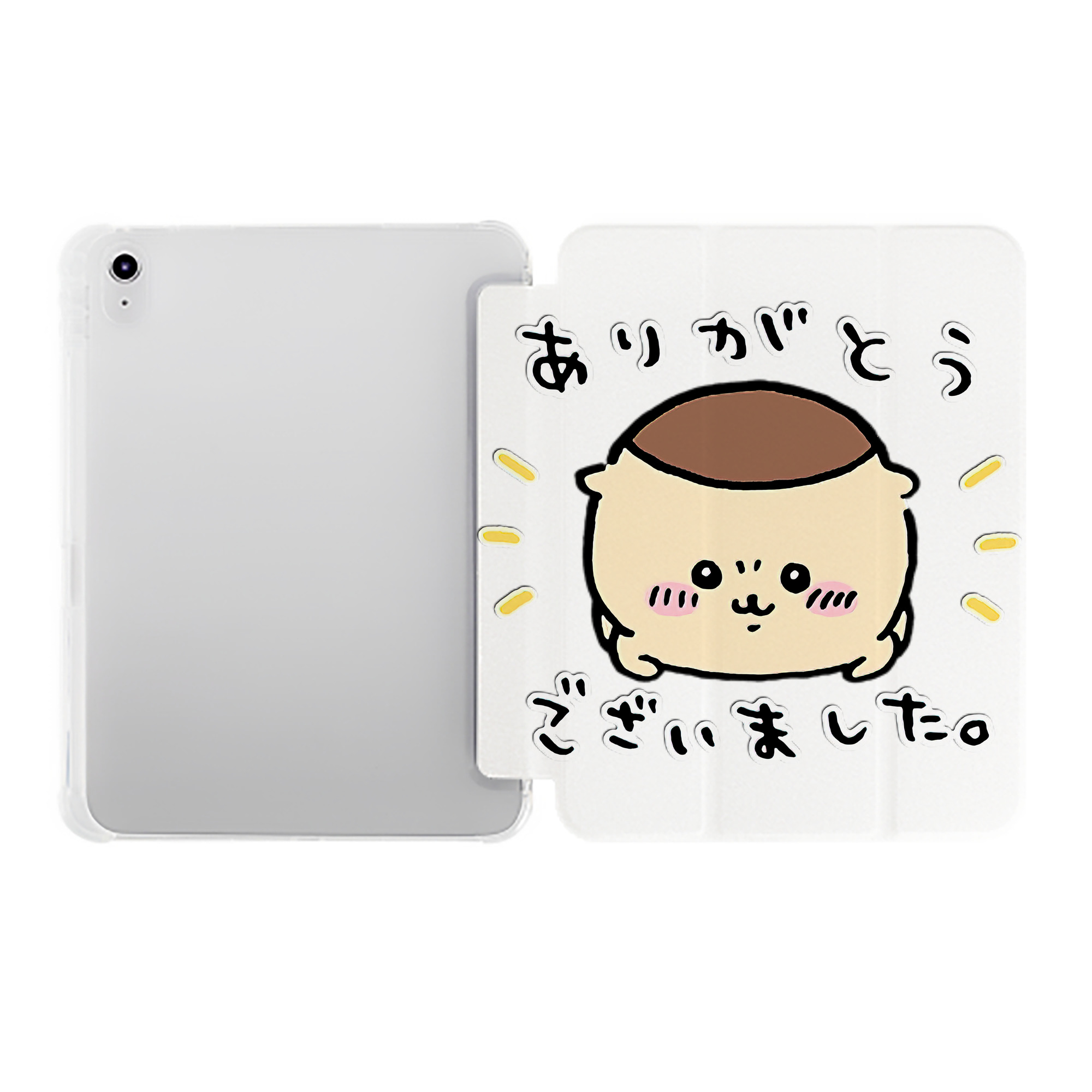 （画像用） ちいかわ くりまんじゅう Chii-kawa kuri manjū IPad ケース ペン収納付き 三つ折りスタンド PUレザー×シリコン 対応機種9.5/10.5/10.9インチ